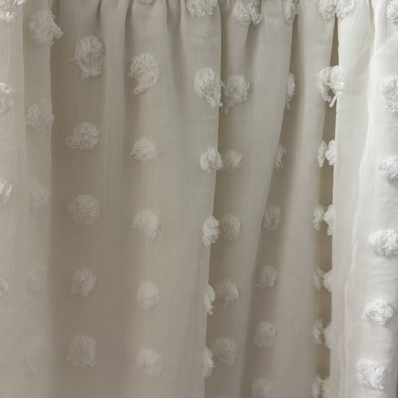 MIKAROSE Ivory Smocked Chiffon Dress Swiss Dot Boutique New With Tags Size Large - Picture 7 of 9